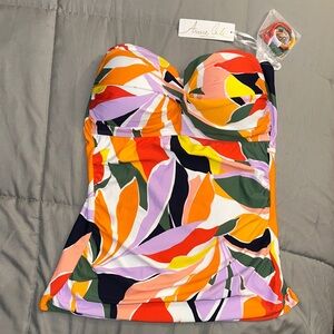 Anne Cole Multicolor Tropical Print Tankini Swim Top
